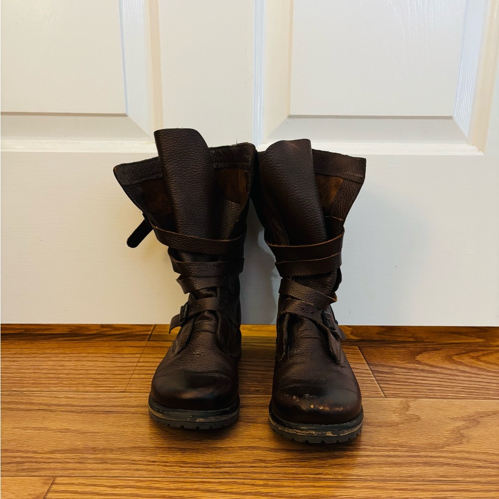 Dark Brown Lace-Up Boots
